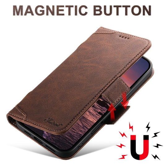 For iPhone 16 SUTENI J07 Multifunctional Horizontal Flip Magsafe Leather Phone Case(Brown) by Suteni