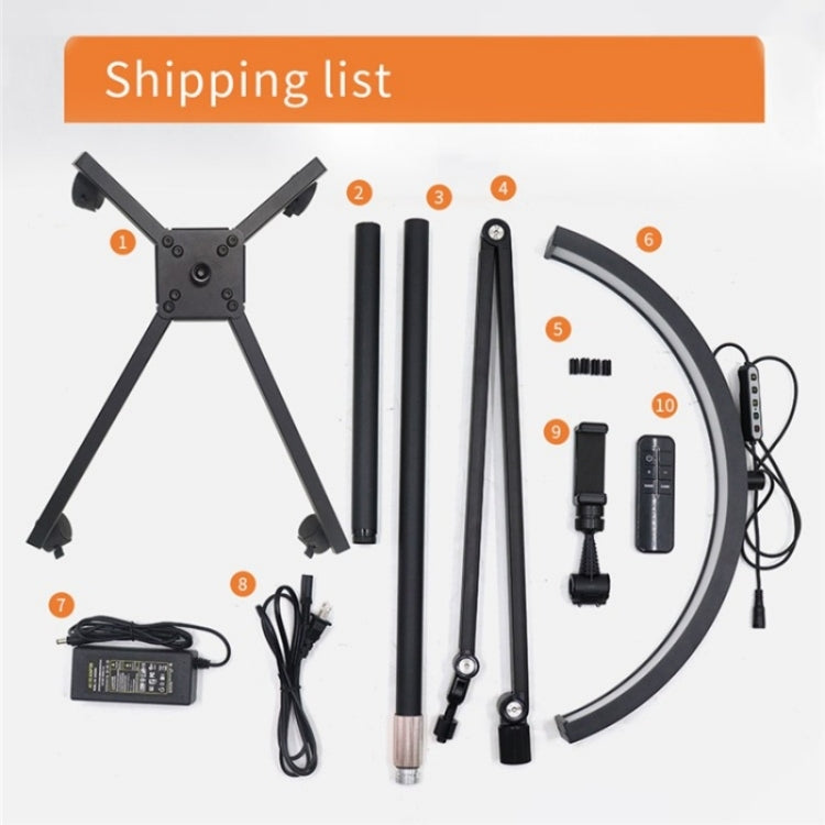 M50X For Lash Artists 20 inch LED Half Moon Light with Pulley Bracket Nail Skin Beauty Lamp(EU Plug) by bashfashion