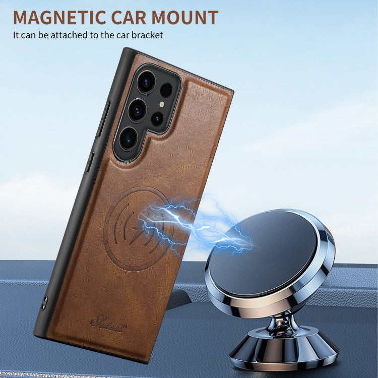 For Samsung Galaxy S22 Ultra 5G Suteni H17 Oil Eax Leather Detachable Wallet Phone Case(Khaki) by Suteni