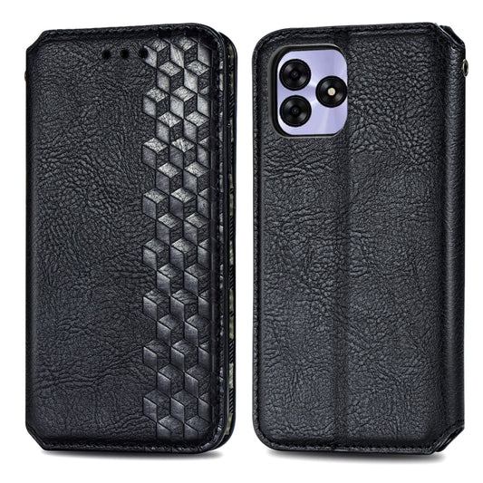 For UMIDIGI G5 Cubic Grid Pressed Magnetic Leather Phone Case(Black) by bashfashion