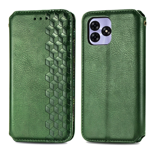 For UMIDIGI G5 Cubic Grid Pressed Magnetic Leather Phone Case(Green) by bashfashion