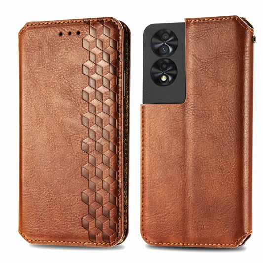 For TCL 40 Nxtpaper 5G Cubic Grid Pressed Magnetic Leather Phone Case(Brown) by bashfashion