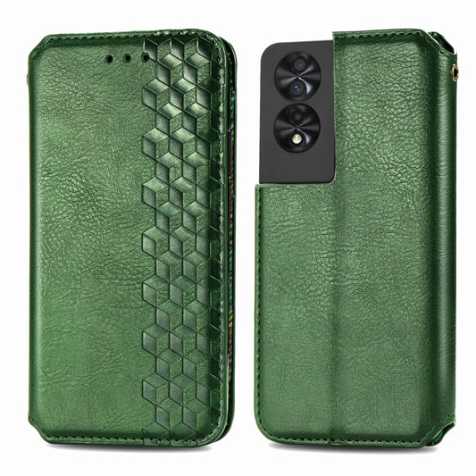 For TCL 40 Nxtpaper 5G Cubic Grid Pressed Magnetic Leather Phone Case(Green) by bashfashion