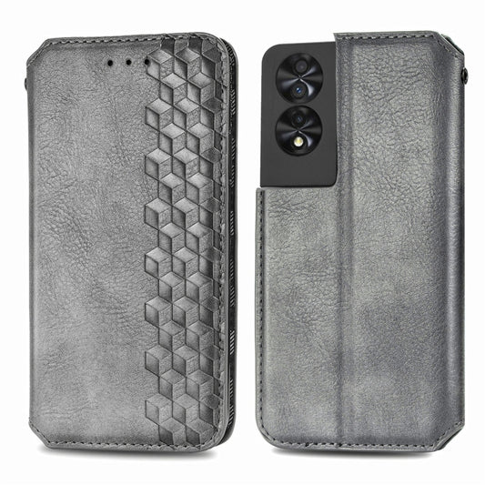 For TCL 40 Nxtpaper 5G Cubic Grid Pressed Magnetic Leather Phone Case(Grey) by bashfashion