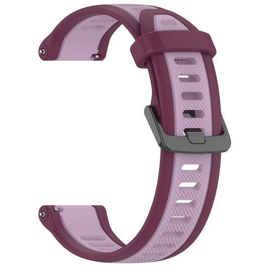 For Garmin Forerunner 255 Music 22mm Two Color Textured Silicone Watch Band(Purple) by bashfashion