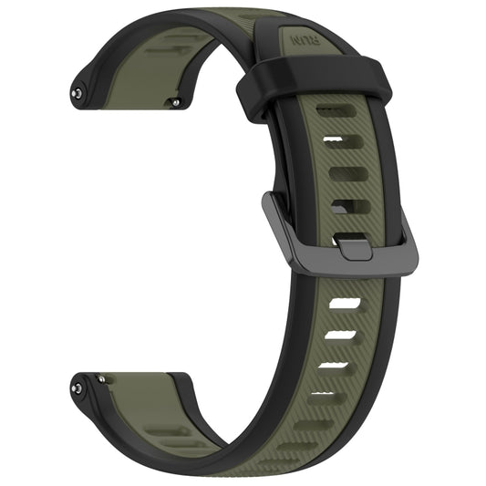 For Garmin Venu 2 22mm Two Color Textured Silicone Watch Band(Green+Black) by bashfashion