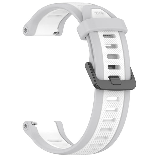 For Garmin Vivoactive 4 22mm Two Color Textured Silicone Watch Band(White+Grey) by bashfashion