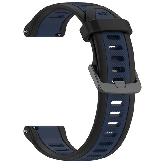 For Garmin Forerunner 165 20mm Two Color Textured Silicone Watch Band(Midnight Blue+Black) by bashfashion