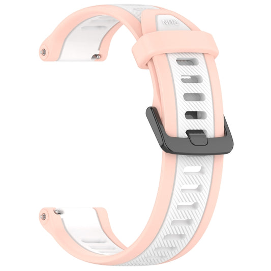 For Garmin Forerunner 255S Music 18mm Two Color Textured Silicone Watch Band(White+Pink) by bashfashion