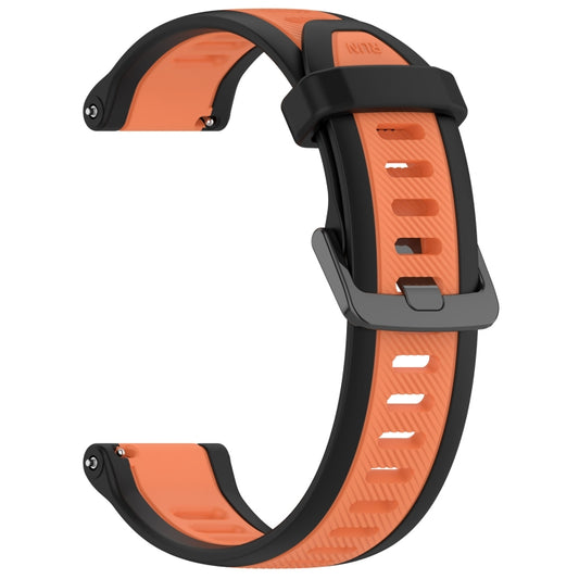 For Garmin Vivoactive 4S 18mm Two Color Textured Silicone Watch Band(Orange+Black) by bashfashion