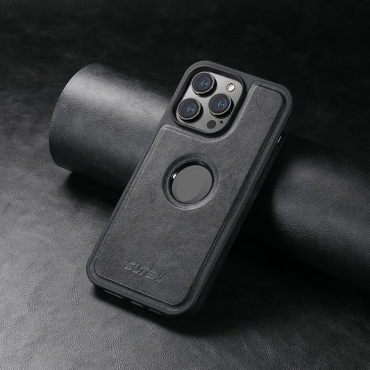 For iPhone 16 Suteni G1 Magsafe Leather Back Phone Case(Black) by Suteni