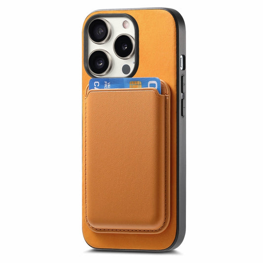 For iPhone 15 Pro Max Retro Magsafe Card Bag PU Back Cover Phone Case(Yellow) by bashfashion