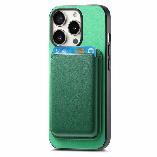 For iPhone 15 Retro Magsafe Card Bag PU Back Cover Phone Case(Green) by bashfashion
