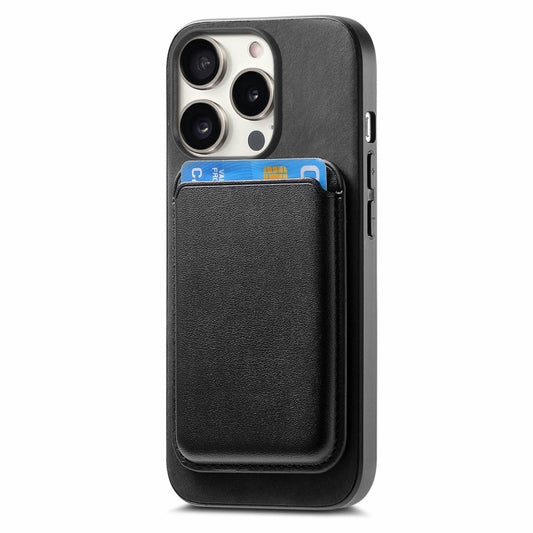 For iPhone 14 Plus Retro Magsafe Card Bag PU Back Cover Phone Case(Black) by bashfashion