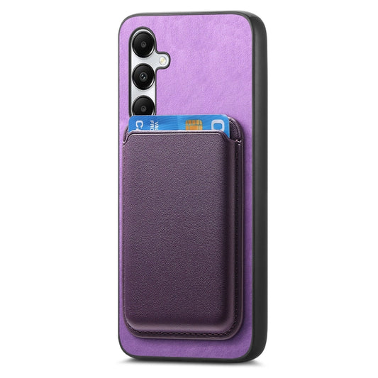For Samsung Galaxy A05S Retro Magsafe Card Bag PU Back Cover Phone Case(Purple) by bashfashion