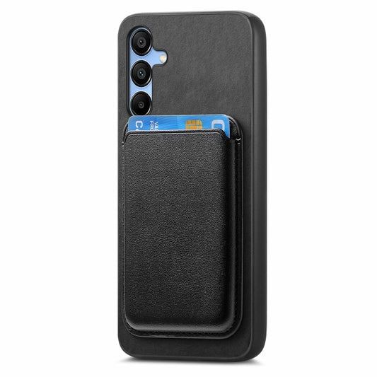 For Samsung Galaxy A35 Retro Magsafe Card Bag PU Back Cover Phone Case(Black) by bashfashion