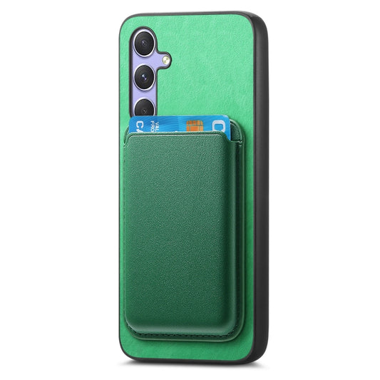 For Samsung Galaxy A54 Retro Magsafe Card Bag PU Back Cover Phone Case(Green) by bashfashion