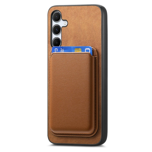 For Samsung Galaxy M34/F34 5G Retro Magsafe Card Bag PU Back Cover Phone Case(Brown) by bashfashion