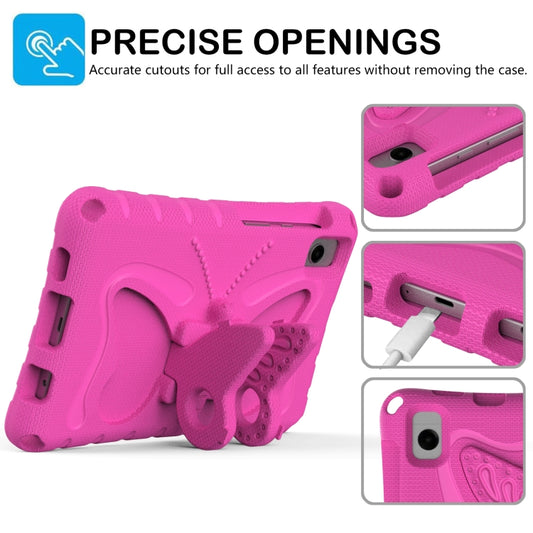 For Samsung Galaxy Tab A11 / A9 Butterfly Bracket EVA Shockproof Tablet Case(Rose Red) by bashfashion