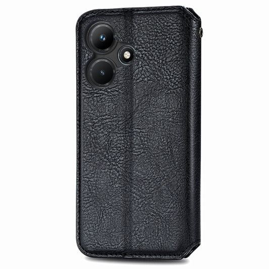 For Infinix Hot 30i Cubic Grid Pressed Magnetic Leather Phone Case(Black) by bashfashion