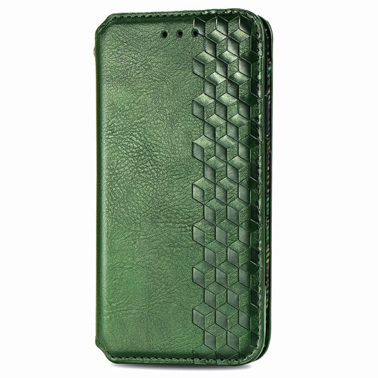 For Infinix Hot 30i Cubic Grid Pressed Magnetic Leather Phone Case(Green) by bashfashion