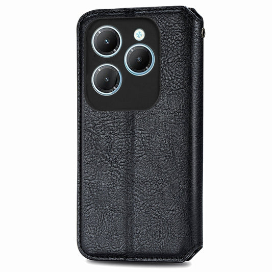 For Infinix Hot 40 4G Cubic Grid Pressed Magnetic Leather Phone Case(Black) by bashfashion