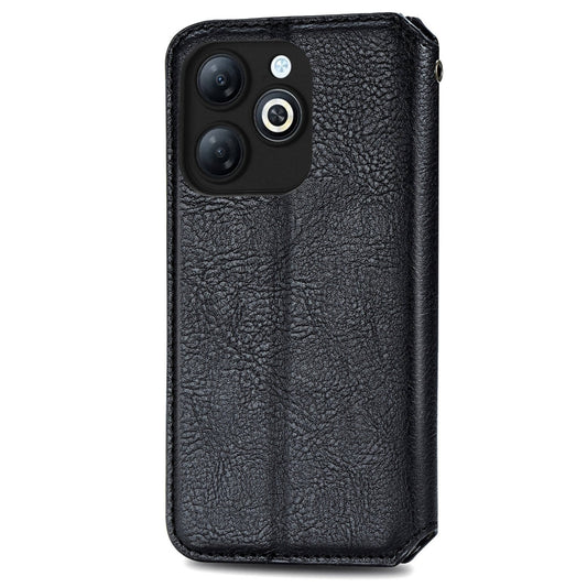 For Infinix Smart 8 Cubic Grid Pressed Magnetic Leather Phone Case(Black) by bashfashion