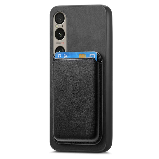 For Sony Xperia 10 V Retro Magsafe Card Bag PU Back Cover Phone Case(Black) by bashfashion