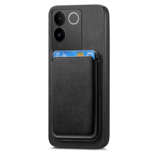 For vivo S18 / S18 Pro 5G Retro Magsafe Card Bag PU Back Cover Phone Case(Black) by bashfashion