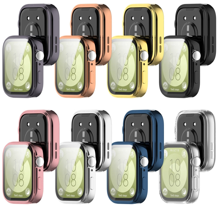 For Huawei Watch Fit 3 Full Coverage TPU Electroplated Watch Protective Case(Gold) by bashfashion