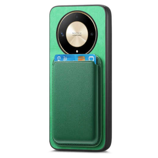 For Honor X9b / Magic6 Lite 5G Retro Magsafe Card Bag PU Back Cover Phone Case(Green) by bashfashion