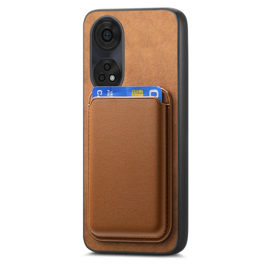 For OPPO Reno11 Pro 5G Global Retro Magsafe Card Bag PU Back Cover Phone Case(Brown) by bashfashion