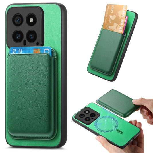 For Xiaomi Redmi A3 Retro Magsafe Card Bag PU Back Cover Phone Case(Green) by bashfashion
