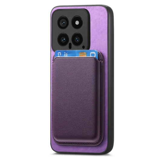 For Xiaomi Redmi Note 13 4G Retro Magsafe Card Bag PU Back Cover Phone Case(Purple) by bashfashion
