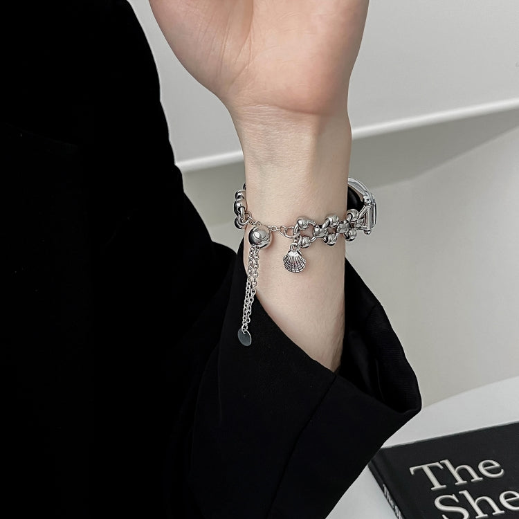 For Xiaomi Mi Band 7 Beaded Bracelet Metal Watch Band(Silver+Star) by bashfashion