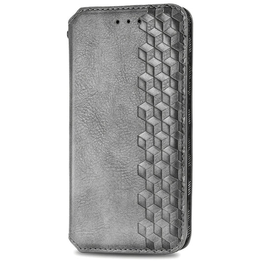 For ZTE Blade A34 Cubic Grid Pressed Magnetic Leather Phone Case(Gray) by bashfashion
