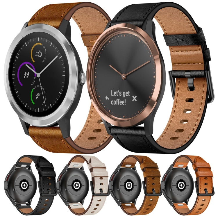 For Garmin Vivomove HR 20mm Metal Button Switch Leather Watch Band(Starlight) by bashfashion