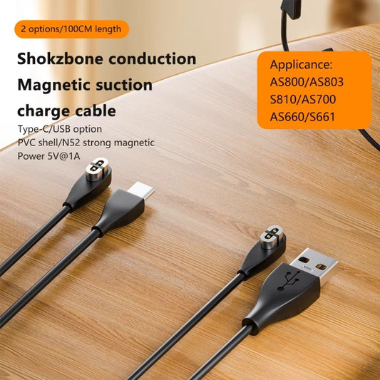For Shokz Bone Conduction Bluetooth Earphone Magnetic Charging Cable For AS800/AS803/S810/AS700/AS660/S661(Type C to Shokz 1m) by bashfashion