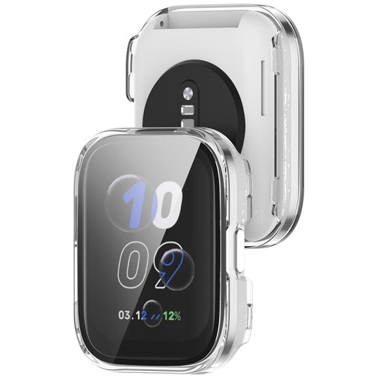 For Amazfit bip5 Unity PC + Tempered Glass Film Integrated Watch Protective Case(Transparent White) by bashfashion