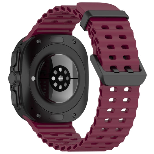 For Samsung Galaxy Watch Ultra 47mm Ocean Hole Dual Buckle Silicone Watch Band(Wine Red) by bashfashion