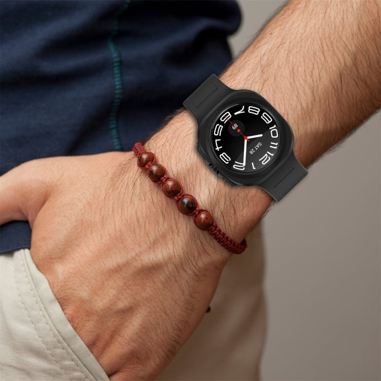 For Samsung Galaxy Watch Ultra 47mm Magnetic Folding Buckle Silicone Leather Watch Band(Light Brown) by bashfashion