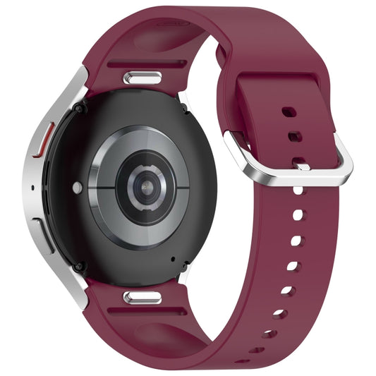 For Samsung Galaxy Watch7 40 / 44mm Solid Color Silver Buckle Quick Release Silicone Watch Band(Wine Red) by bashfashion