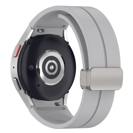 For Samsung Galaxy Watch FE 40mm Magnetic Folding Silver Buckle Silicone Watch Band(Light Gray) by bashfashion