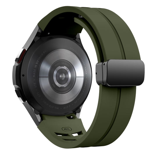 Fof Samsung Galaxy Watch FE 40mm Richard Magnetic Folding Black Buckle Silicone Watch Band(Army Green) by bashfashion
