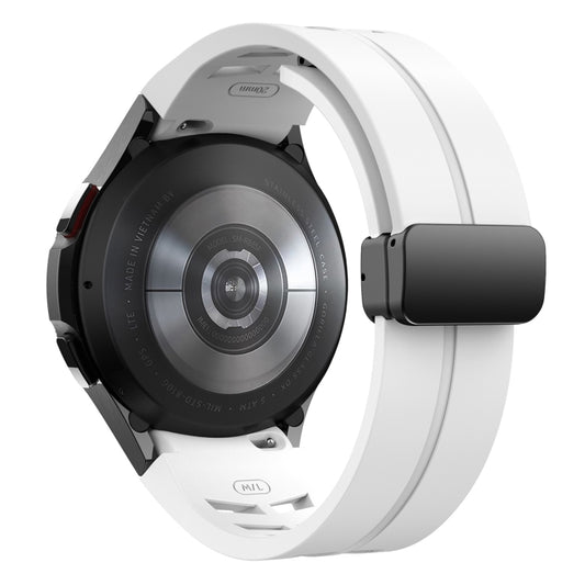 For Samsung Galaxy Watch 5 Golf Edition Richard Magnetic Folding Black Buckle Silicone Watch Band(White) by bashfashion