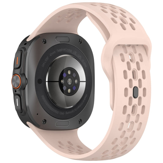 For Samsung Galaxy Watch Ultra 47mm Holes Style Square Buckle Solid Color Silicone Watch Band(Pink) by bashfashion