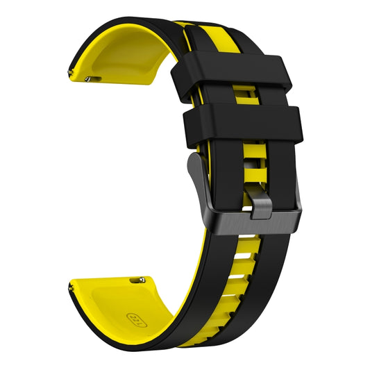For Samsung Galaxy Watch 6 44mm 20mm Two Color Sports Silicone Watch Band(Black+Yellow) by bashfashion