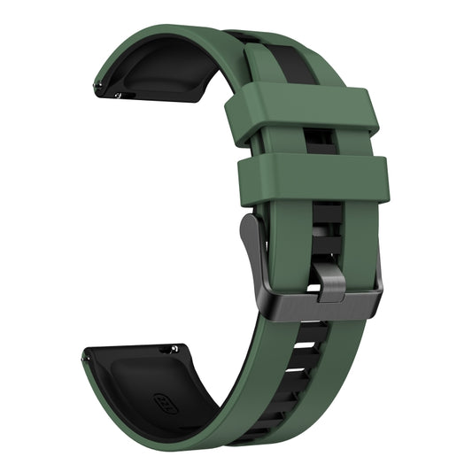 For Garmin Forerunner Sq2 20mm Two Color Sports Silicone Watch Band(Olive Green+Black) by bashfashion