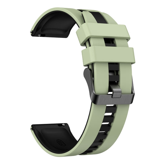 For Samsung Galaxy Watch 46mm 22mm Two Color Sports Silicone Watch Band(Light Green+Black) by bashfashion