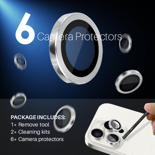 For iPhone 16 Pro / Pro Max NORTHJO 2 Sets 6pcs Camera Lens Protector Cover Metal Ring Film(Silver) by NORTHJO